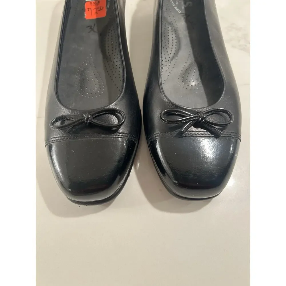 SAS Woman's Coco Slip On Loafer Tripad Technology Black Bow Patent Toe Sz 8N EUC